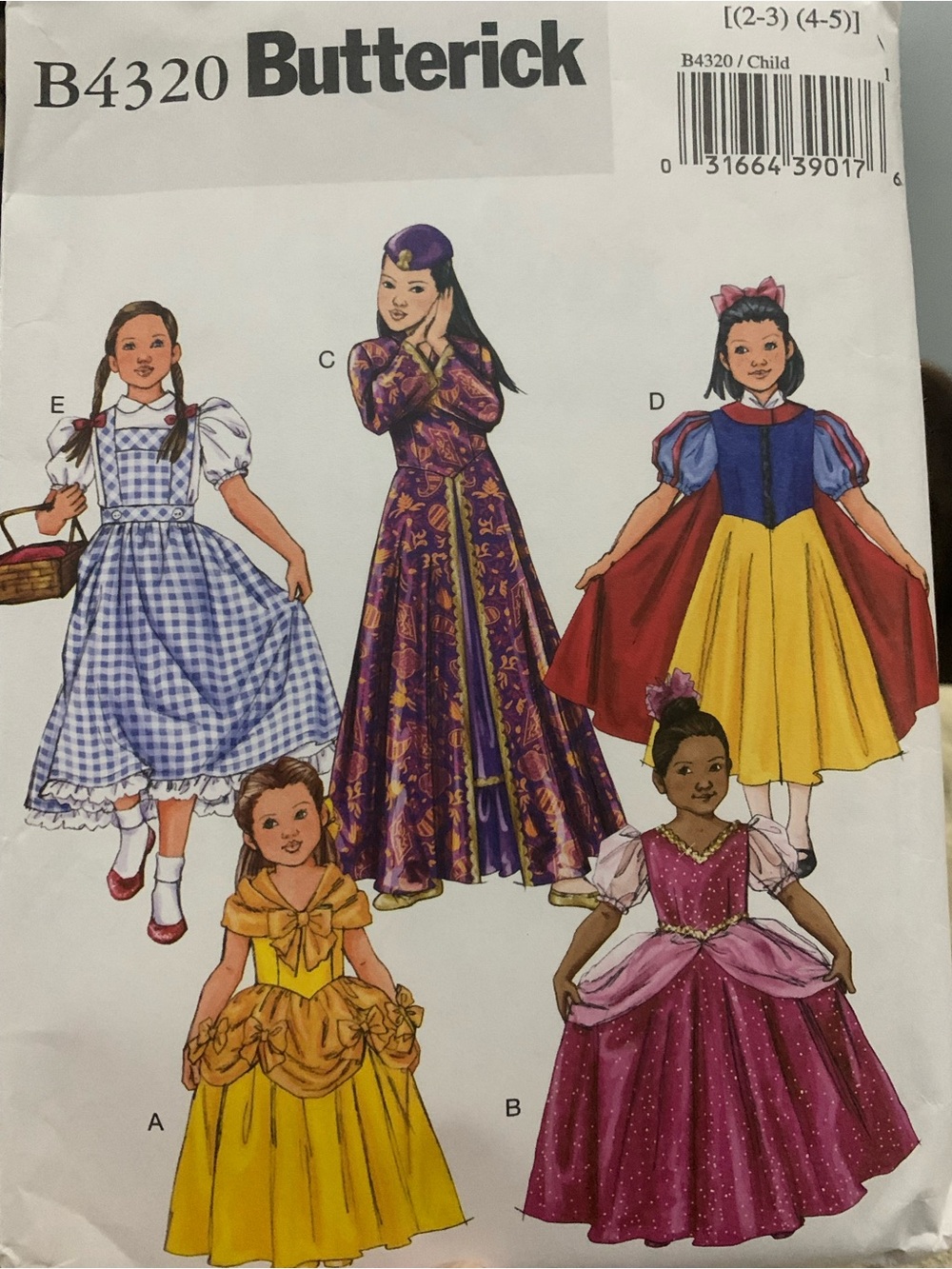 Butterick Girl’s Classic Character Costume Pattern. New; hasn’t been cut into